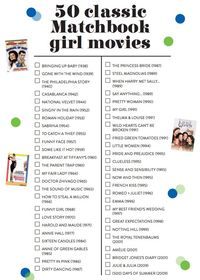 Matchbook movie checklist