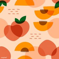 Tropical peach fruit pattern vector | free image by rawpixel.com / busbus / NingZk V.