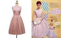 1950s Fashion:  A 1950s Vicky Vaughn sweet gingham summer dress with 50s vintage ad. What a great look into 1950s Summer Fashion Styles! #1950s #50s #1950sfashion #SummerStyle #1950sDress #Vintagead #1950sad #Gingham