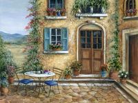 size: 12x9in Art Print: Romantic courtyard by Marilyn Dunlap :