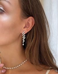 Drop earrings with three cascading rows of pear and marquise shape diamonds set in 18K white gold. Each luminous strand evokes a sense timeless elegance as it glimmers and moves with you. Steal the spotlight with this delicate design, ideal for a special evening out.