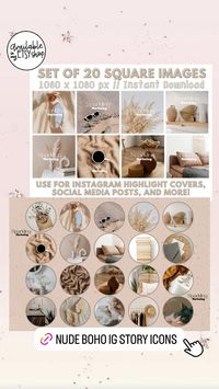 These nude boho IG Story Highlight Covers will bring a beautifully cohesive aesthetic to your Instagram. The perfect way to stand out on social! Great for anyone with an IG page, and otherwise creative souls! Instant Digital Download; including FREE instructions on how to upload/use the icons.

ɪɴꜱᴛᴀɢʀᴀᴍ ʜɪɢʜʟɪɢʜᴛ ᴄᴏᴠᴇʀꜱ // IG Story Highlights [to pin & display select Stories on your profile page]

ᴡʜᴀᴛ ʏᴏᴜ ɢᴇᴛ: (1) ZIP file with
• 20 high-quality images/icons ready to use
• Square dimensions; optimized for IG Covers
• Beautiful nude boho lifestyle aesthetic
• Download immediately after purchasing!
