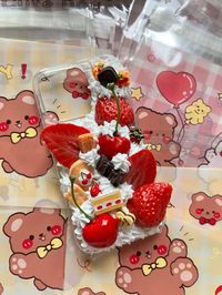 ❤️🍒🍓 This Strawberry cake inspired decoden case is made with 100% white silicon! All charms are hand picked by me. Please allow some imperfections!!. Each phone case is hand made by me per order. It will take TWO - THREE weeks for me to make the case and ship it out. I don't carry the phone cases on hand as there are many different devices, so I would need to order the phone case before making the case. Please understand.   Unfortunately there will be no refunds are returns after purchase!  The case will be shipped in a bubble wrap envelope to protect the charms and silicon. If charms do happen to fall off, please use super glue to reglue them onto the case. Do not place case under direct sunlight as this could cause discolouration to the silicon.