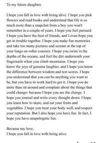 Fantastic letter to any child, or anyone! Good things to help set perspective on life!!!