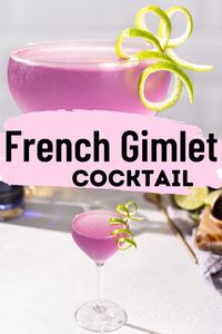 The French Gimlet is a perfect gin cocktail for any occasion! Fancy enough for a wedding celebration, but easy enough to make for any home happy hour. Empress Gin brings a beautiful color and botanical flavor to this drink, while St Germain elderflower liqueur balances out the lime juice with sweetness and floral notes. A curly lime peel finishes off this beautiful cocktail.