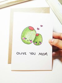 Funny mother's day card, cute mother's day card, birthday card mom, funny card for mom, mom birthday card, olive you mom, cute mom card