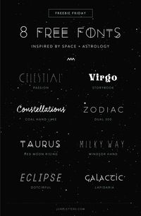 Did you know that you can now upload your own fonts onto Canva for Work? MEANING you can enjoy all of these goodies and Canva's easy design templates all in one place! EEE! 8 free fonts inspired by astrology