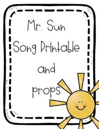 Are you teaching your early learning class about weather??  Check out this very popular song Mr. Sun.  Print out a class set of suns.  Laminate and attach popsicle sticks to the back.  Have the students hold out their suns when singing and hide them behind their backs when the children are singing for Mr. Sun to come out and play. Print once and use year after year.Great to use during a weather theme or on a rainy day when you are wishing the sun would come out for the day!!