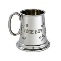 Personalised Page Boy Quarter Pint Pewter Baby Mug Engraved Customised Message