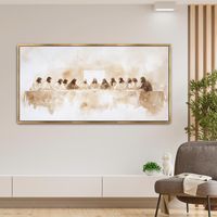 LakelzDecor The Last Supper Minimalist Beige Abstract Print, Da Vinci Shepherd Fine Art, Bible Renaissance Oil Painting, Christian Faith 99 Transform your space with LakelzDecor's "The Last Supper Minimalist Beige Abstract Print," a modern reinterpretation of Da Vinci's iconic masterpiece. This art piece blends the timeless narrative of the Last Supper with contemporary minimalist design, featuring muted beige tones that harmonize with any decor. The subtle abstract elements offer a fresh take o