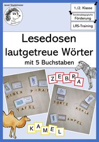 Lesedosen - lautgetreue Wörter mit 5 BuchstabenDieses Material beinhaltet Vorlagen zur Erstellung von Lesedosen bzw. sogenannten Schachtelwörtern.Geeignet ist es für Kinder im Alter von ca. 6-9 Jahren:- 1./2.Klasse- (sonderpädagogische) Förderung- LRS-Training- DaZ/DaFGeübt werden folgende Bereiche:- Sprachförderung: Wortschatz und Satzbau- Wortdurchgliederung durch Legen der richtigen Buchstabenreihenfolge- Phonologische Bewusstheit- Umsetzung der Großbuchstaben in Kleinbuchst...