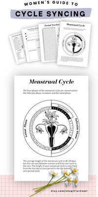 This guide includes a period tracker, a planner, journal prompts, and a lot of cycle syncing tips to help you to adapt your diet, workout routines, productivity and social calendar to enjoy all the benefits of cycle syncing. Learn about your cycle and its phases (menstrual phase, follicular phase, ovulatory phase, luteal phase). Cycle Syncing Planner, Cycle Syncing Journal, Period Tracker, bujo ideas, schedule