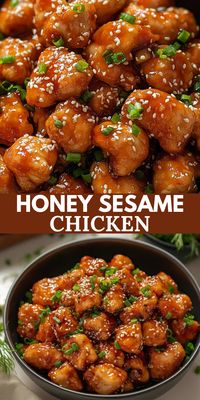 This Honey Sesame Chicken recipe is a delicious and quick weeknight meal combining the perfect balance of sweet and savory flavors.  In just 30 minutes, you can whip up a dish that’s sticky, flavorful, and perfect with rice or steamed veggies.