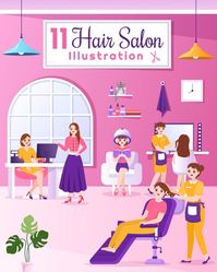 11 Hair Salon Illustration, #Illustration, #Sponsored, #Salon, #Hair, #ad