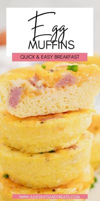 These breakfast Egg Muffins are a quick and easy breakfast - so delicious and perfect to grab on the way out the door! They are perfect for a make-ahead breakfast that are low carb and full of protein for the kids or meal prep. Loaded with eggs, ham and cheese they reheat great. #egg #muffins