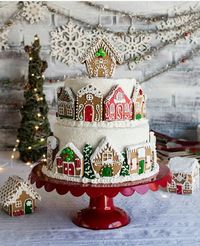 Tiered Gingerbread House Cake