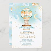 Hot Air Balloon Teddy Bear Baby Shower Boy Invitation Color: blue. Gender: unisex. Age Group: adult.