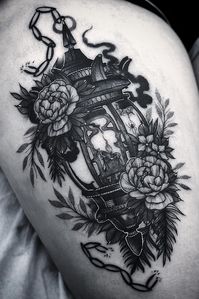 Tattoo uploaded by Hungry Heart Tattoos | Lantern tattoo by Nate Silverii aka hungryhearttattoos #NateSilverii #hungryhearttattos #lamp #lantern #flame #candle #rose #illustrative #chain #floral | 1373842 | Tattoodo