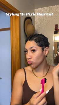 My five minute short curly hair style routine Curly haircut short, Pixie haircut, baddie hairstyle, pretty curly hair, curly hair inspiration, curly Afro hairstyles, pixie cut curly hair, baddie, curly hairstyles for school