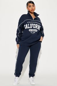 Available In Navy And Hunter. Sweatsuit Sweatshirt Half Zip "California" Screen Print Joggers Elastic Waistband Pockets Stretch Disclaimer Print Placement May Vary 87% Cotton 13% Polyester Imported | California Life Sweatsuit in Navy Blue size 1X by Fashion Nova