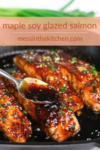 One skillet and 20 minutes: that’s all you need to make my recipe for Maple Soy Glazed Salmon! The perfectly balanced sweet and salty sauce packed with fresh ginger and garlic will soak right up into your crisp, pan-seared salmon. It’s the at-home-restaurant experience you’ve been craving! All that, and next to no mess left to clean up.