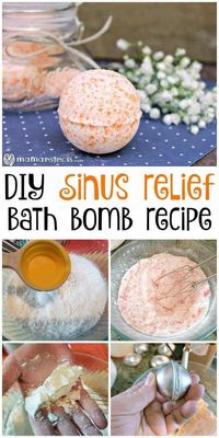 Stuffy nose? Congested nose? These sinus relief bath bombs are perfect to relieve some of the discomfort that comes with a cold, by combining the right essential oils and a non-toxic chest rub. Plus, they're very simple to make! #bathbombs #bathbombrecipe #sinus #diybathbomb #diybeauty #coldremedies #mamainstinctsblog