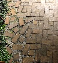 Fraying brick pavement