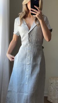 If you're not already in love with linen, let us give you a nudge.   This dress is made from soft, lightweight, and beautifully breathable European flax linen and that pinstripe hits *just right* for spring and summer.   The 100% European Linen Button Front Dress, always fairly priced at $49.90.