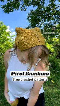 Difficulty: Easy  The Picot Bandana is a quick and easy crochet bandana pattern! Its the perfect handmade accessory for summer!  Supplies  • Color Theory Yarn   • 5.00mm (H) crochet hook  ��• Yarn needle  • Scissors