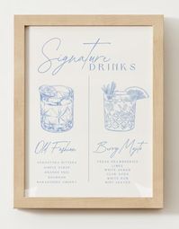 This unique signature drink sign will add some sparkle to your wedding! Once purchased, you will receive a file to customize and print to use at your wedding/event!