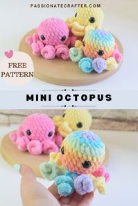 No Sew mini octopus crochet pattern! Easy and quick octopus that even beginners can make. Perfect for craft shows and markets preps!