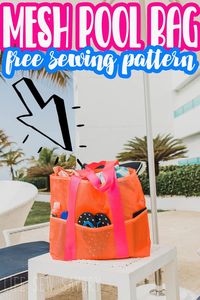 sew up this free mesh beach bag for fun all summer long. Large mesh tote bag are perfect for all your swim things at the beach or pool all summer long. Printable PDF tote pattern. via @lifesewsavory