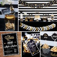 Black and Gold Graduation Printables - Celebratin Decorations - sunshineparties.com #blackgoldgraduation #blackandgoldcelebration