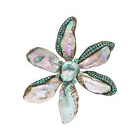 Sold at Auction: CHRISTOPHER WALLING, ABALONE PEARL AND TOURMALINE FLOWER BROOCH