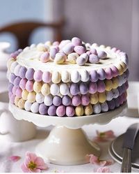 Easter cake decorated with colorful eggs