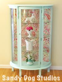 Curved Front Curio in Fusion Mineral Paint Little Teapot. $450.