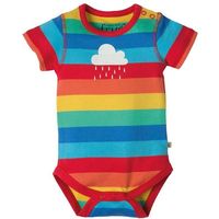 Frugi s/s Bodysuit Rainbow stripes/cloud ($15) ❤ liked on Polyvore featuring intimates, body suit and frugi