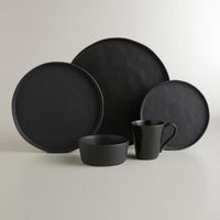 Black Organic Rimmed Dinner Plates, Set of 6 | World Market