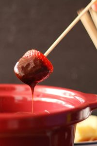 This slow cooker chocolate fondue recipe is perfect for a romantic night or a Valentine's Day celebration.  Get your marshmallows, strawberries and banana slices ready for dipping. This 3 ingredient dessert recipe is delicious!