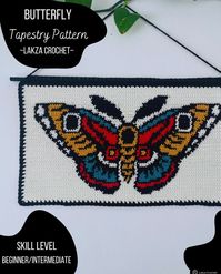 Crochet Wall Hanging Tapestry Pattern Butterfly Traditional Tattoo - Etsy