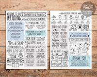 Infographic Wedding Program Editable Template ➡️ MATCHING Collection here: www.etsy.com/shop/PuffPaperCo/items?search_query=handdrawnprogram01 THIS IS A TEMPLATE WHICH YOU CAN EDIT ON YOUR BROWSER- NO PHYSICAL PRODUCT WILL BE SHIPPED ❤️ EDITABLE TEMPLATE  - 5x7" size included - Edit immediately right from your browser - Personalize most text, fonts, & colors - Change size, placement, or delete elements completely - Upload your own logo or image ------------------------------------ ⭐️➡️ TRY THIS