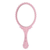 Material: The handle made of ABS plastic, lightweight and durable. Finish: Pink | Symple Stuff Hand Mirror Vintage Handheld Mirror w / Handle Vanity Makeup Mirror Decorative Cosmetic Mirror Hand Held Travel Mirrors Plastic in Pink