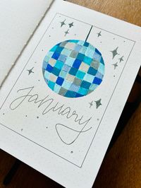 Disco-ball thened Monthly cover page idea for january bullet journal