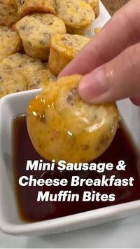 15min · 40 servings  Mini Sausage & Cheese Breakfast Muffin Bites.....total time, about 15 minutes & you're done with plenty left over! See my website & Pinterest vids for more Quick & Easy ideas!  www.tiktok.com/@cookinginthemidwest  •   • Ingredients  • to make 40, you'll need a mini muffin pan...or just use a regular one and serve them whole or cut them into halves or quarters.  • pancake mix  • sausage  • cheddar cheese shredded  • syrup  • water  Cook the sausage, drain and add the all the ingredients above. Mix well then spoon into muffin tray. Bake at 400F for about 15 minutes or until they are done. Serve and dip in syrup.