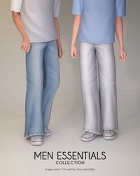 Hi! These are a baggy jeans for the Men Essentials Collection 😊  I hope you like them! You have 10 swatches (different shades of denim). They are HQ compatible and can be found in the jeans section of the CAS.  Be the light! ✨  *Pictures taked in blender