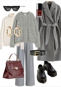 #lookoftheday #outfitidea #winteroutfit #burgundycolors #greyandburgundy #burgundyandgrey #coatoutfit