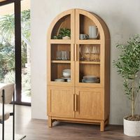 Better Homes & Gardens Juliet Kitchen Rounded Solid Wood Frame Arc Cabinet, Light Honey Finish - Walmart.com