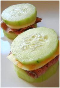 Talk about a low carb diet! These delicious cucumber sandwiches are the perfect snack to cure the hunger pains....PERFECT mid day snack!