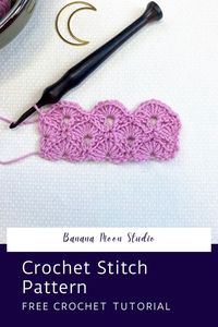 Learn to crochet the Fan and V-stitch pattern with this free tutorial from Banana Moon Studio. The tutorial includes photos, written instructions in plain English, written pattern instructions in US standard terms, and a video. You’ll be able to crochet beautiful projects with this stunning crochet stitch pattern. Great for crochet blankets, scarves, cowls, shawls, wraps, sweaters, pillows, and more.