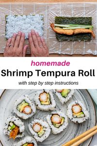 Have a fun sushi night at home and make this Shrimp Tempura Roll using my easy steps to guide you. It's the perfect combination of crispy shrimp tempura, creamy avocado and cucumber with a drizzle of spicy mayo for a little kick!